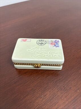 Vintage Hallmark Love Letter Trinket Box Floral Porcelain Jewelry